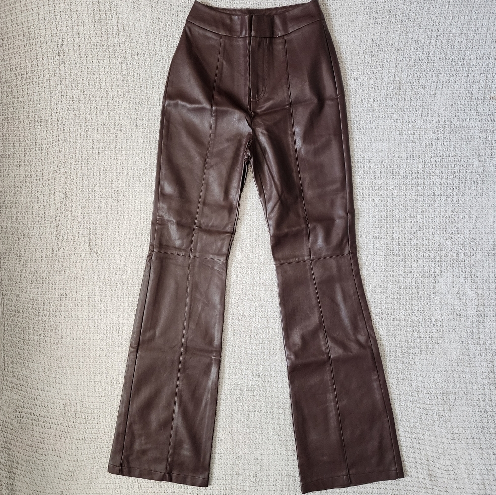 Collusion Faux Leather Flare Pants Size 0